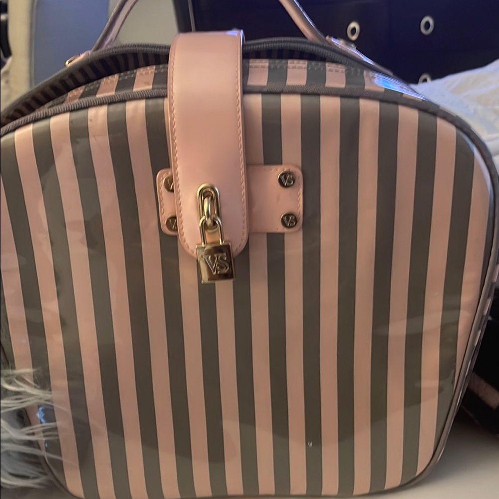 Victoria's Secret Pink and Gray Striped Women's Bag
